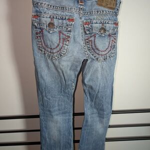 True Religion Light Wash Jeans with Signature Back Stitching